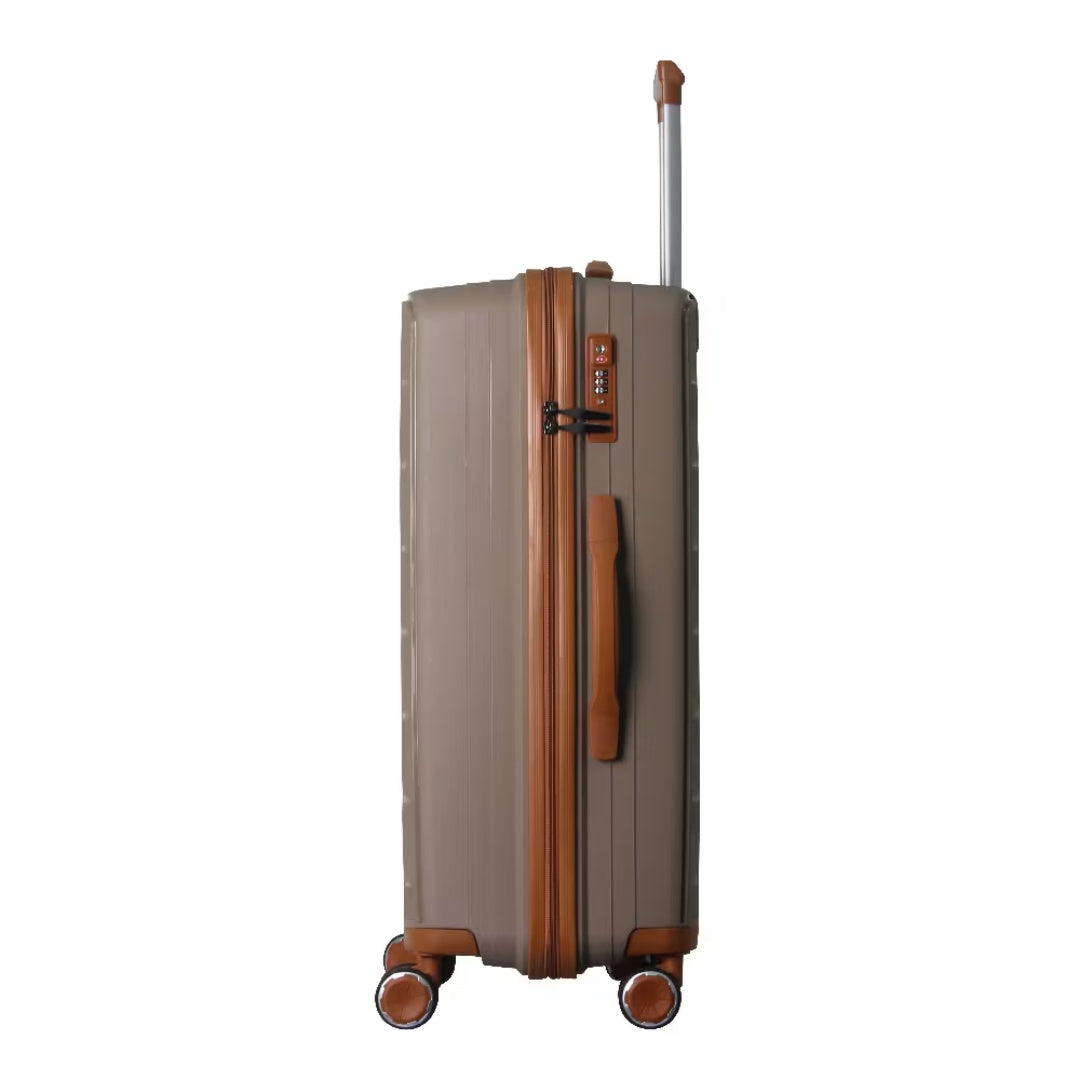 3-Piece Luggage Set Travel Lightweight Suitcases With Rolling Wheels, TSA Lock & Moulded Corner, Carry On Luggages For Business, Trip, 20-24-28, Brown
