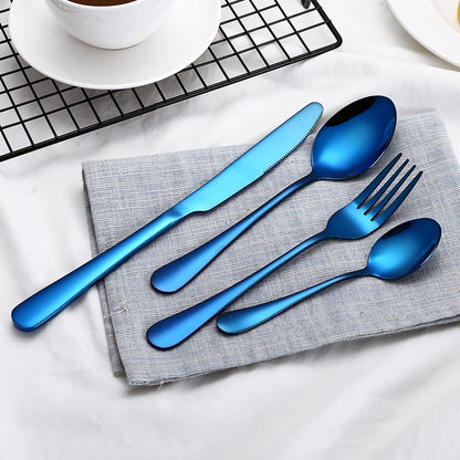 High Grade Tableware Set Black Gold Plated Stainless Steel Knife And Fork