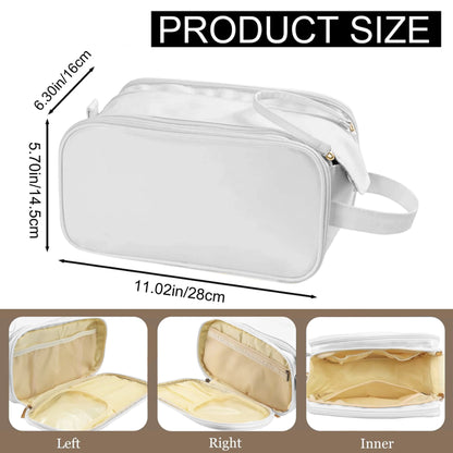 Large Capacity Cosmetic Organizer ,Travel Makeup Bag Organizer, Large Capacity Toiletry Bags For Traveling, Flat Open Waterproof PU Leather Cosmetic Bag With Compartments And Handles