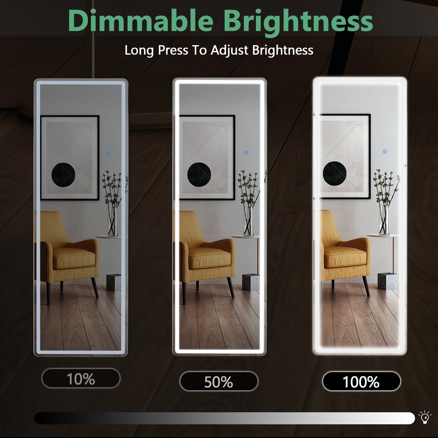 3 Color Lighting Mirror With LED Lights
