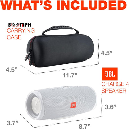 Charge 4 Portable Waterproof Wireless Bluetooth Speaker Bundle with Boomph Portable Hard Carrying Protective Case - White
