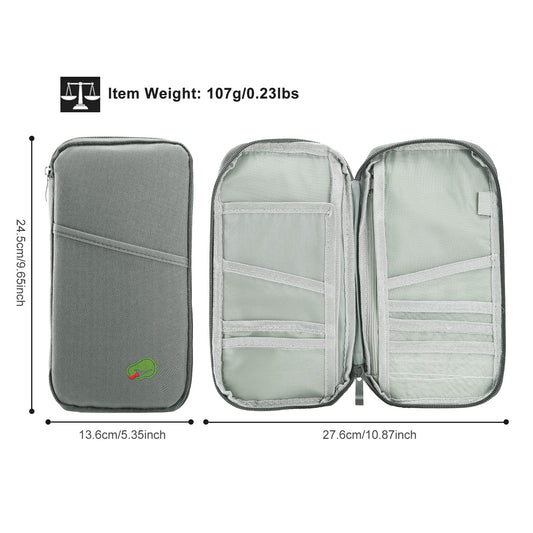 1Pc Travel Passport Wallet 12Cells Ticket ID Credit Card Holder Water Repellent Documents Phone Organizer Zipper Case Business Trip Daily Use