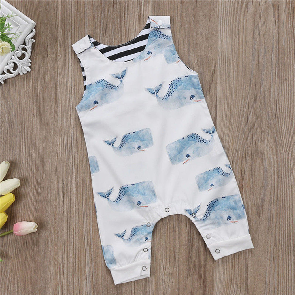 New Children's Big Head Whale Sleeveless Romper