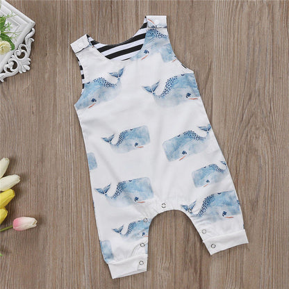 New Children's Big Head Whale Sleeveless Romper