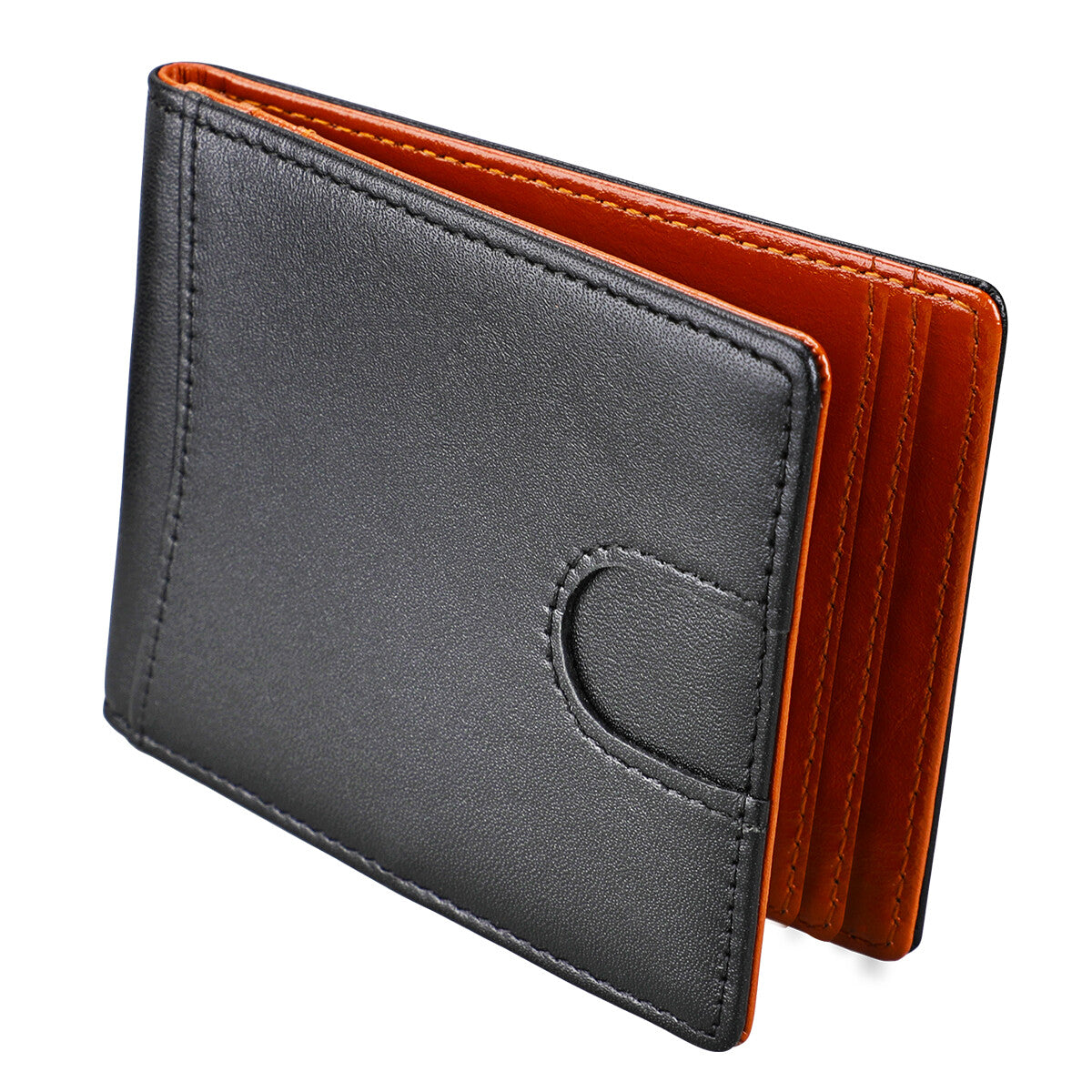 Mens Slim Leather Wallet with Money Clip RFID Blocking Bifold Credit Card Holder