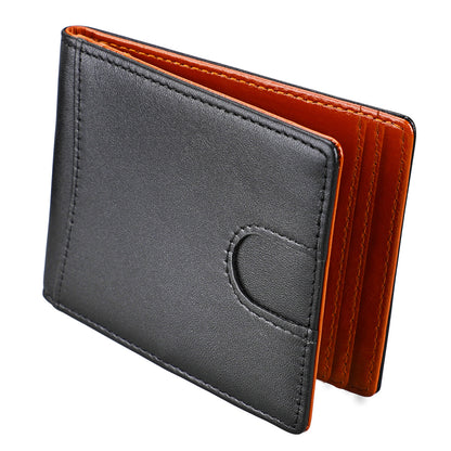 Mens Slim Leather Wallet with Money Clip RFID Blocking Bifold Credit Card Holder