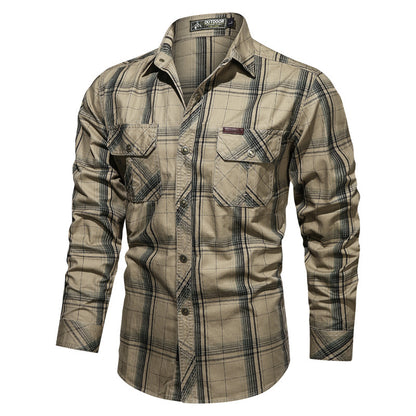 New Men's Spring And Autumn Long-sleeved Striped Shirt