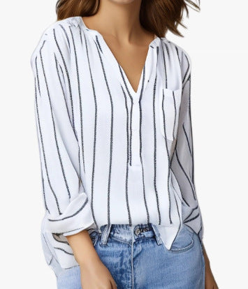 Simple And Fashionable Printed Striped Shirt