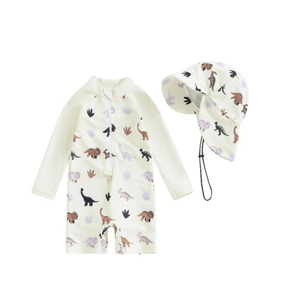 Hat One-piece Long Sleeves Children's Swimsuit