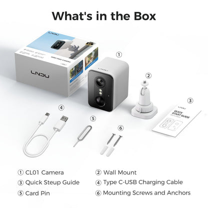 LNDU CL01 4K Wireless Security Camera 143 Degree Wide Angle Infrared Night Vision Human Body Sensing  Dual Identification Detection