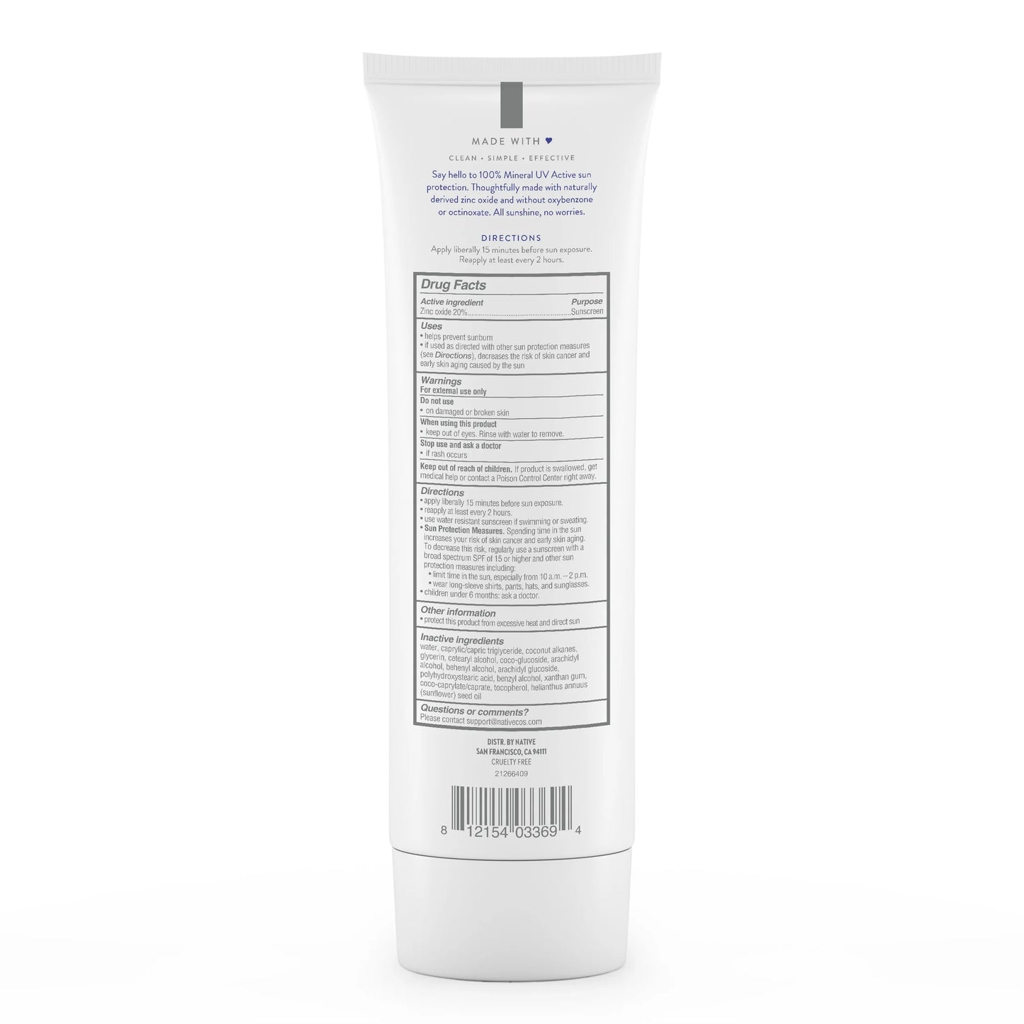Unscented Mineral Sunscreen Lotion SPF 30, 5.0 Oz
