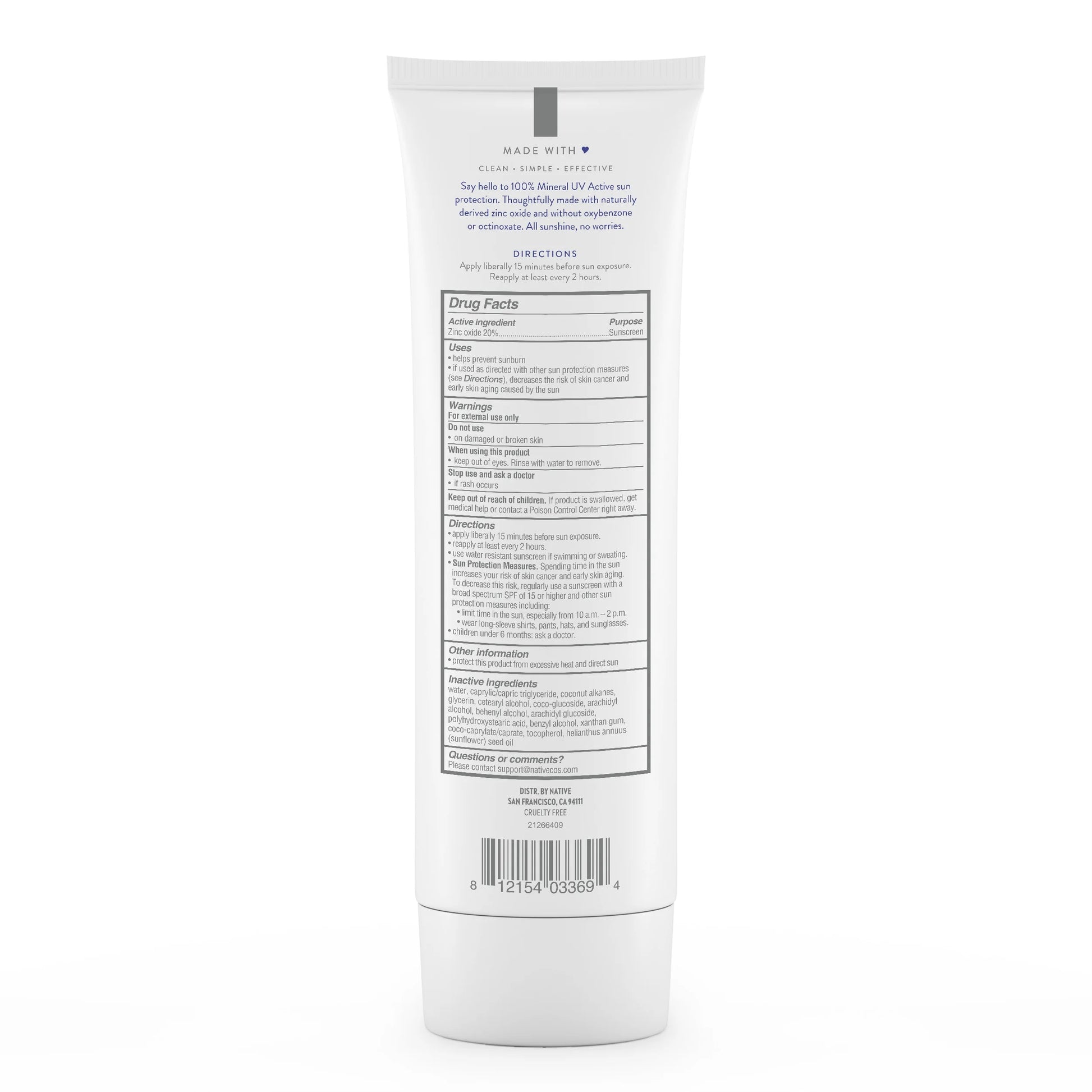 Unscented Mineral Sunscreen Lotion SPF 30, 5.0 Oz