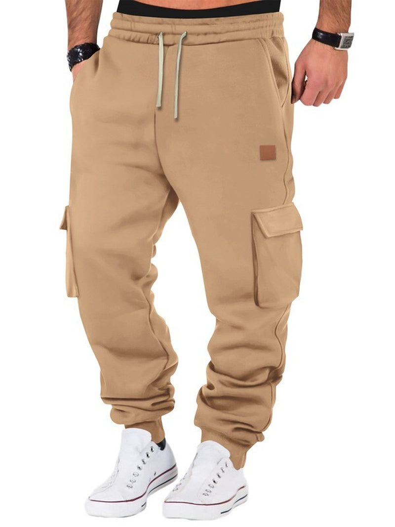 Men'S Winter Warm Activewear Cargo Track Pants Fleece Layer Joggers Sweatpants