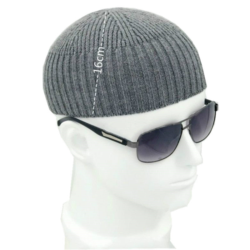 Short Cotton Knit Hat Men's Winter Woolen Thread