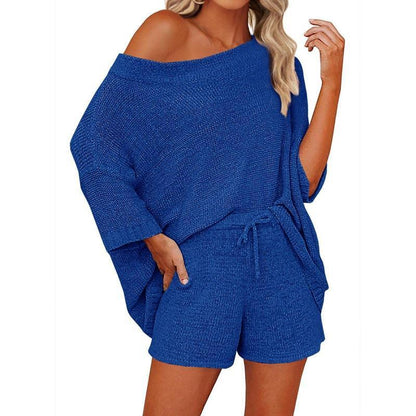 Women's 2 Piece Outfits Sweater Sets Off Shoulder Knit Top