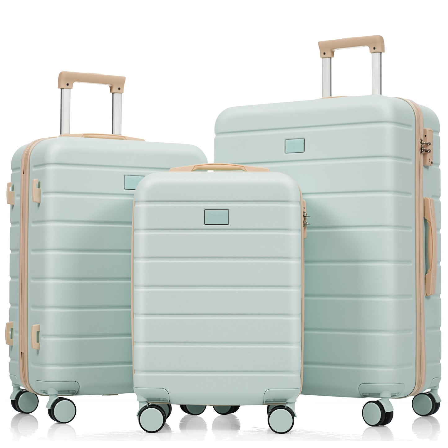 Premium ABS Travel Luggage Set , 3-Piece TSA Lock Suitcase Ensemble With 20, 24, And 28 Inch Sizes With 360  Spinner Wheels, Grey Green