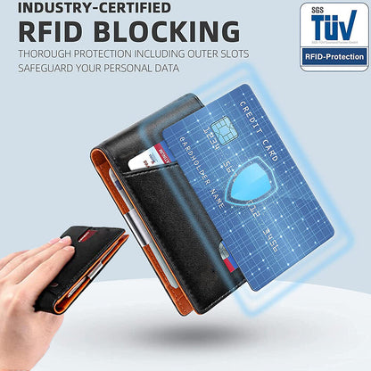 Mens Slim Leather Wallet with Money Clip RFID Blocking Bifold Credit Card Holder