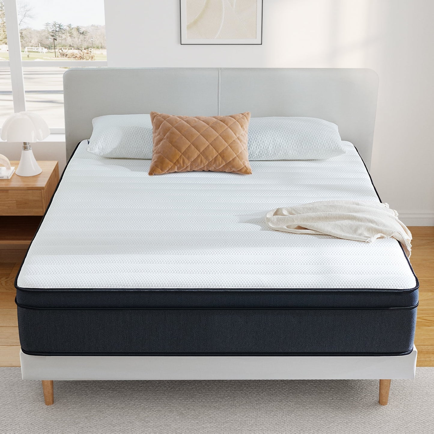 Cal King Size Mattress,  12 Inch Hybrid Mattress Medium Innerspring Mattress in a Box，Cal King Mattress