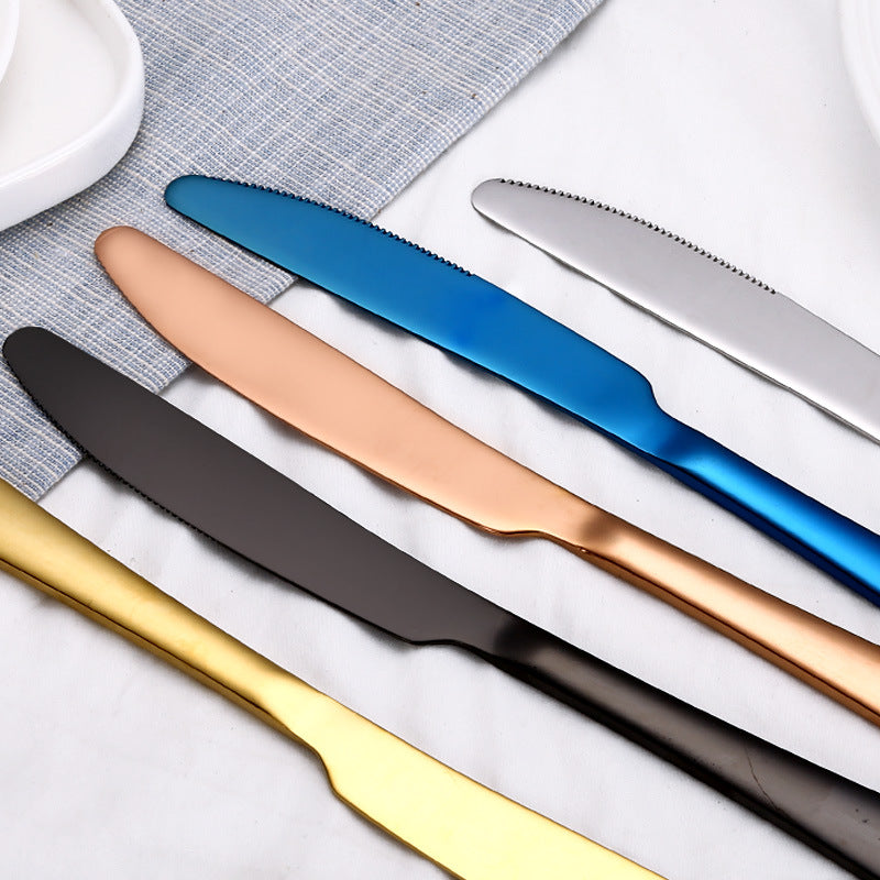 High Grade Tableware Set Black Gold Plated Stainless Steel Knife And Fork
