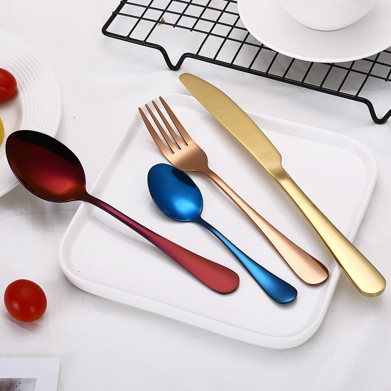 High Grade Tableware Set Black Gold Plated Stainless Steel Knife And Fork