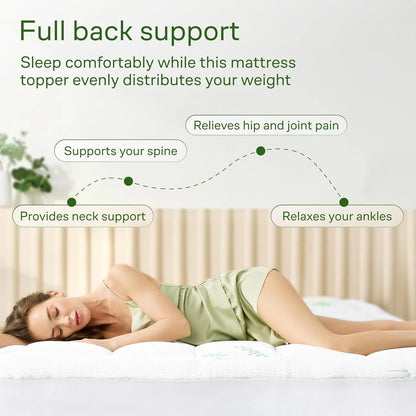 Bamboo Full Size Mattress Topper, Mattress Pad, Mattress Cover 54X75 Inches