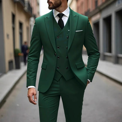 Double-breasted Suit Set Mens Three-piece Business Suit