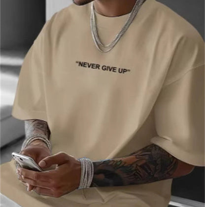 Summer Men's Loose Plus Size Print Round Neck Short Sleeve T-shirt