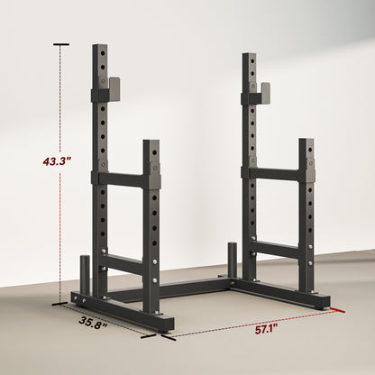 Adjustable Squat Rack, 660lbs Multi-Functional Bench Press Rack For Weight Lifting Home Gym Strength Training, Black