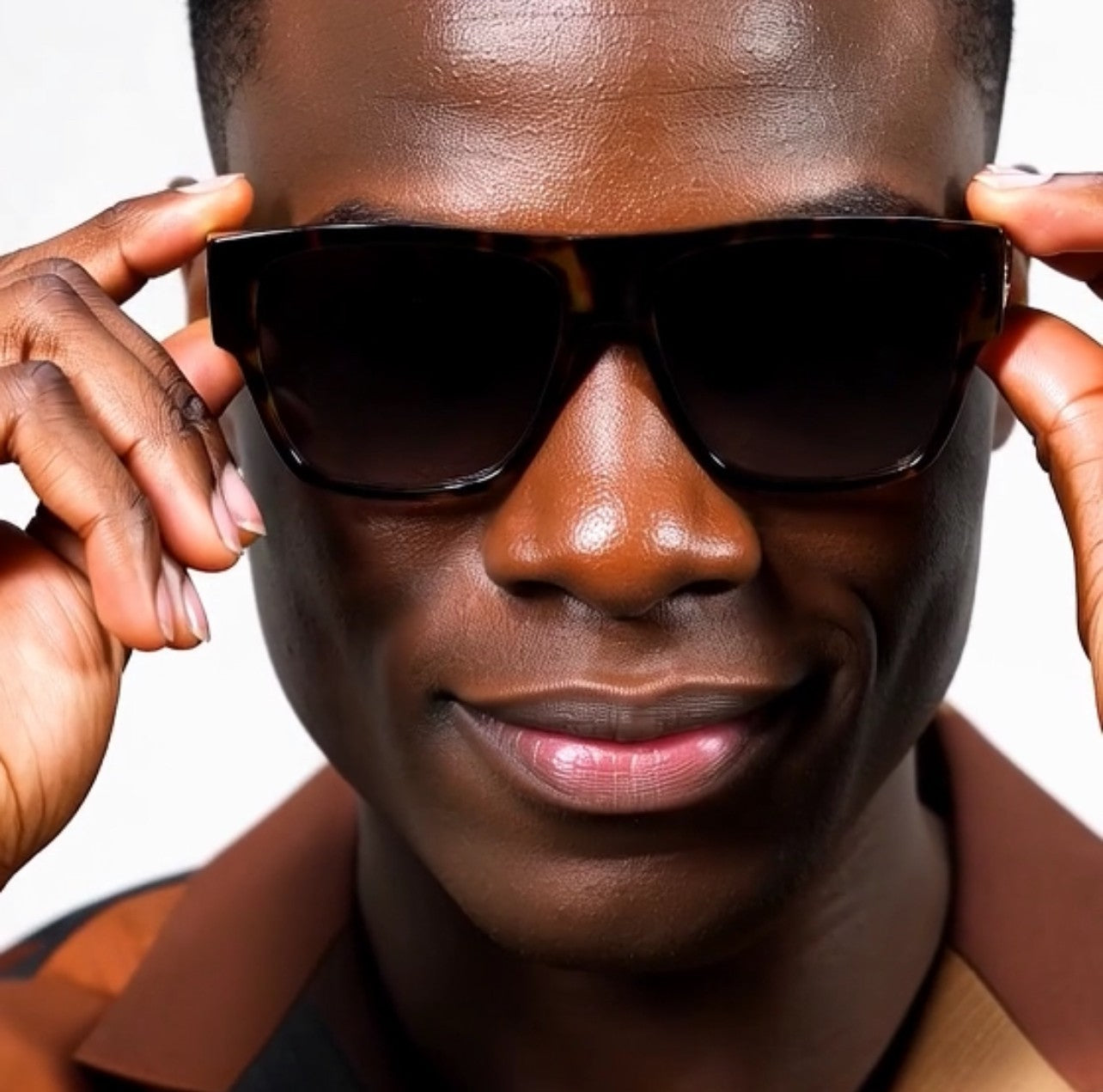 Men Sunglasses Fashion Design Tortoise Black Frame Hip Hop Style Square Shades