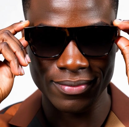Men Sunglasses Fashion Design Tortoise Black Frame Hip Hop Style Square Shades