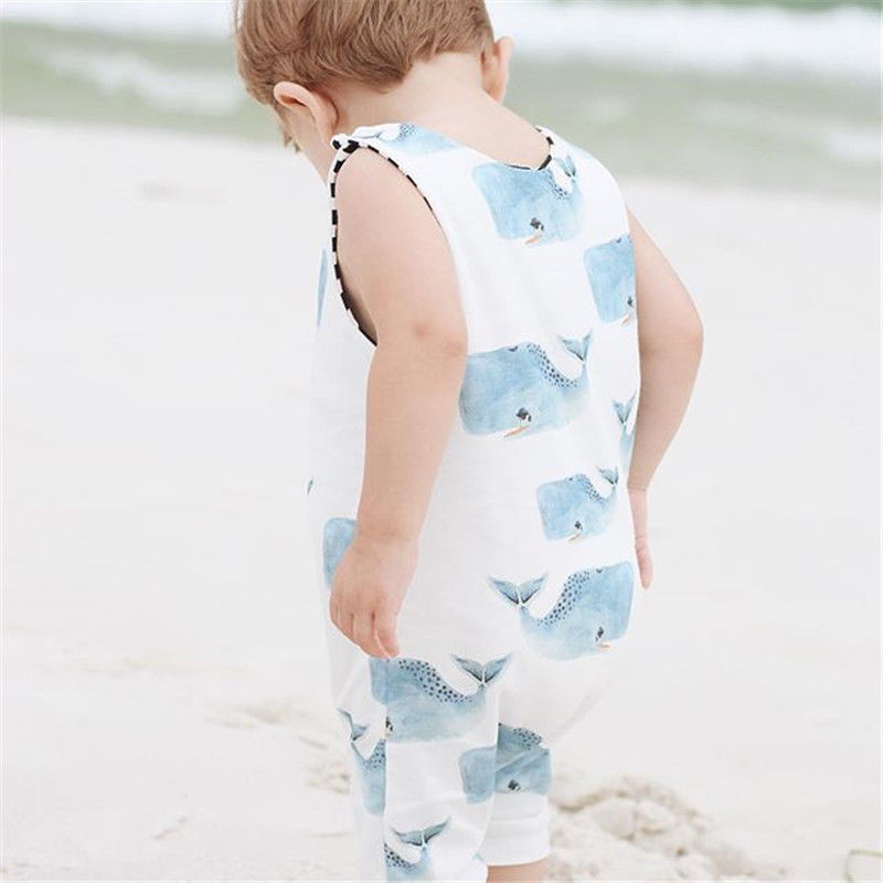 New Children's Big Head Whale Sleeveless Romper