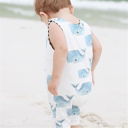 New Children's Big Head Whale Sleeveless Romper