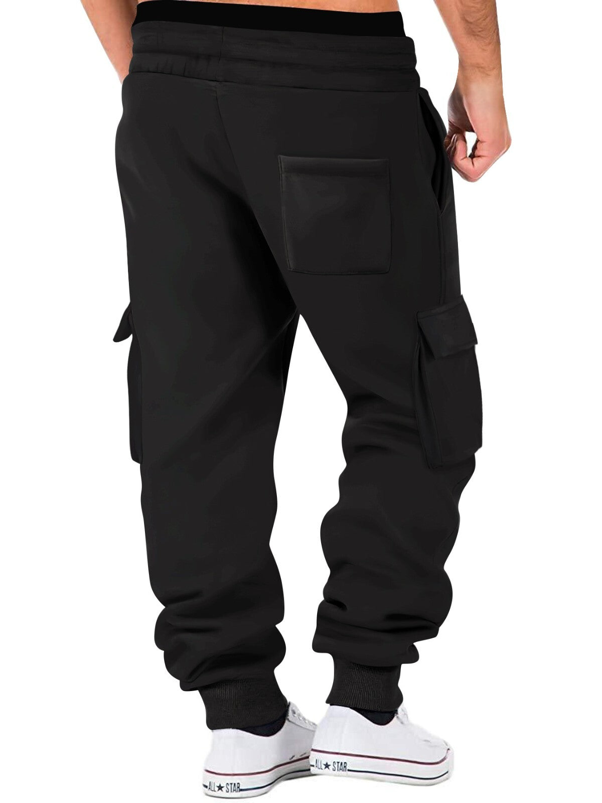 Men'S Winter Warm Activewear Cargo Track Pants Fleece Layer Joggers Sweatpants