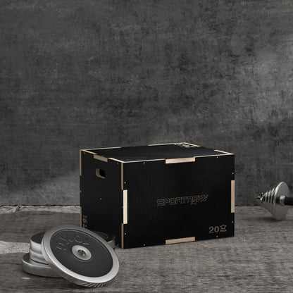SPORTNOW Multi-Faceted Jump Box, Wooden Step Up Box, For Home, Gym, Exercise, 41/51/61cm - Black