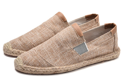 Handmade straw canvas shoes