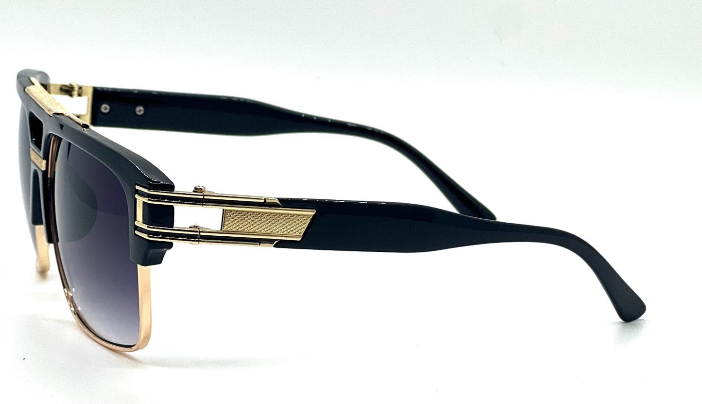 Designer Men Sunglasses Fashion Square Gold Hip Hop Model New Style Shades Blue