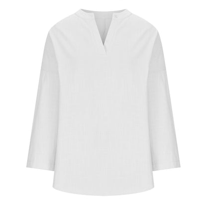 Cotton And Linen Loose Casual Stand Collar Shirt