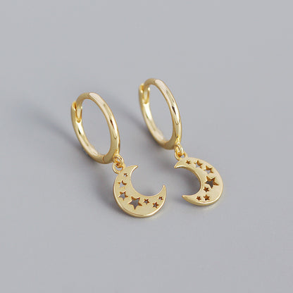 Geometric Moon-shaped Hollow Star Earrings Earrings