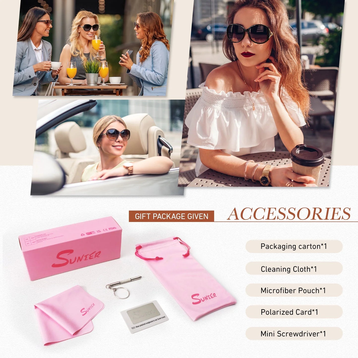 Retro Oversized Butterfly Polarized Gradient Brown Women Sunglasses Elegant Ladies Shades
