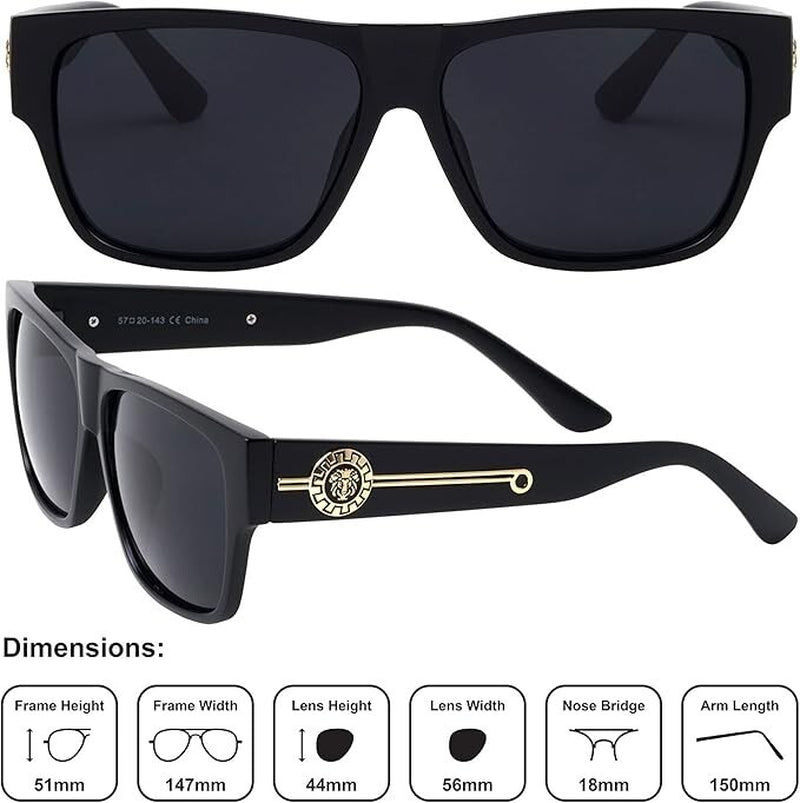 Men Sunglasses Fashion Design Tortoise Black Frame Hip Hop Style Square Shades