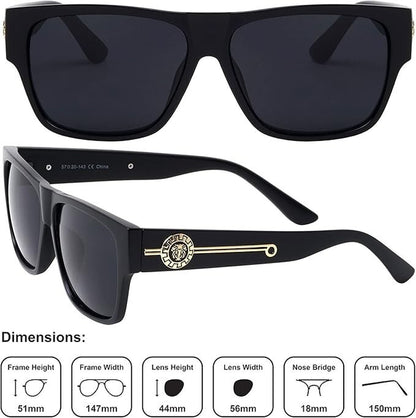 Men Sunglasses Fashion Design Tortoise Black Frame Hip Hop Style Square Shades