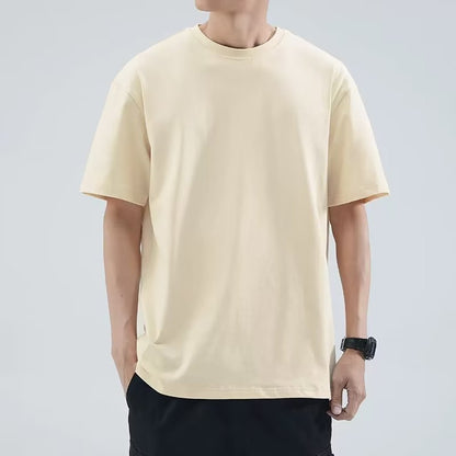 Mens Loose Simple Versatile Solid-color Top