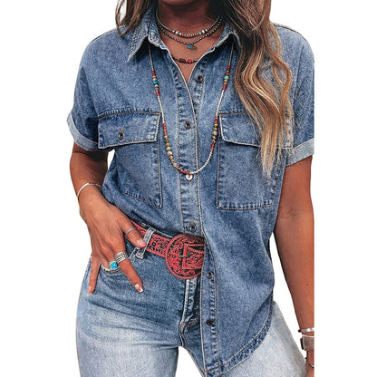 Casual Versatile Single-breasted Multi-button Shirt For Women