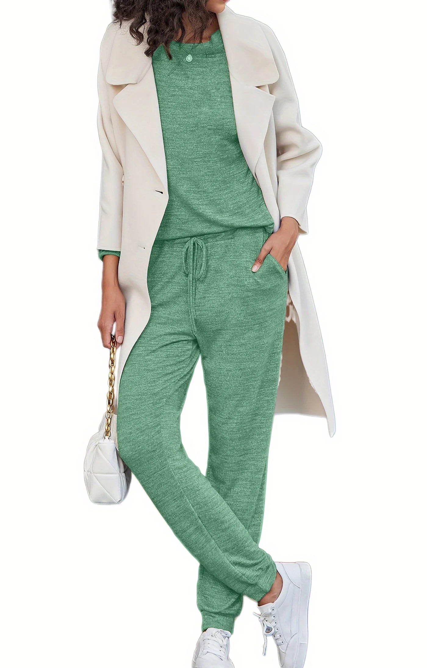 Womens Pajamas Sets Long Sleeve Top and Pant with Pockets Lounge Wear Set Oufits
