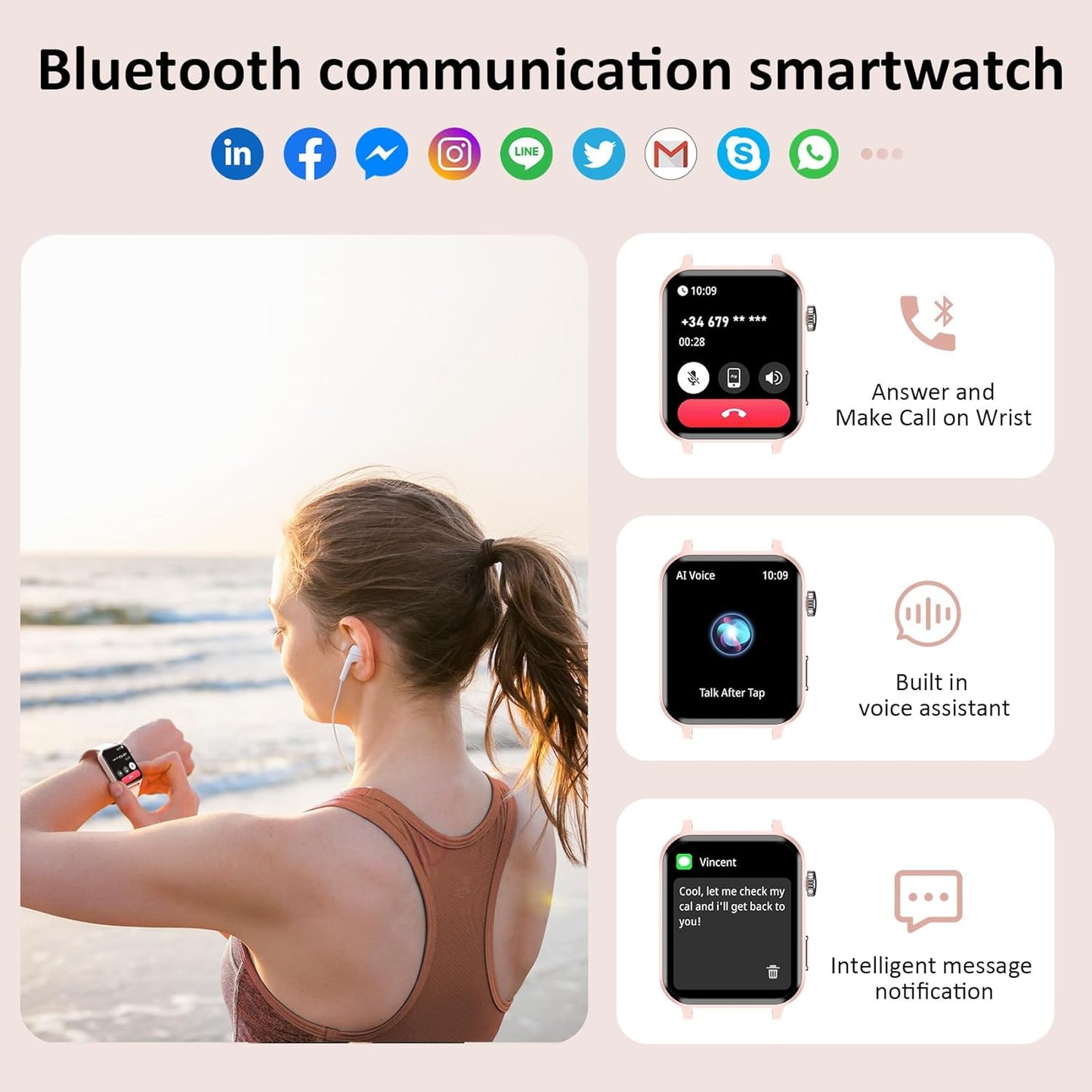 Smart Watches for Women(Make and Answer Calls),1.85''Hd Screen Fitness Tracker Watch,100+ Sport Modes,Spo2/Heart Rate/Sleep Monitor for Android Iphone