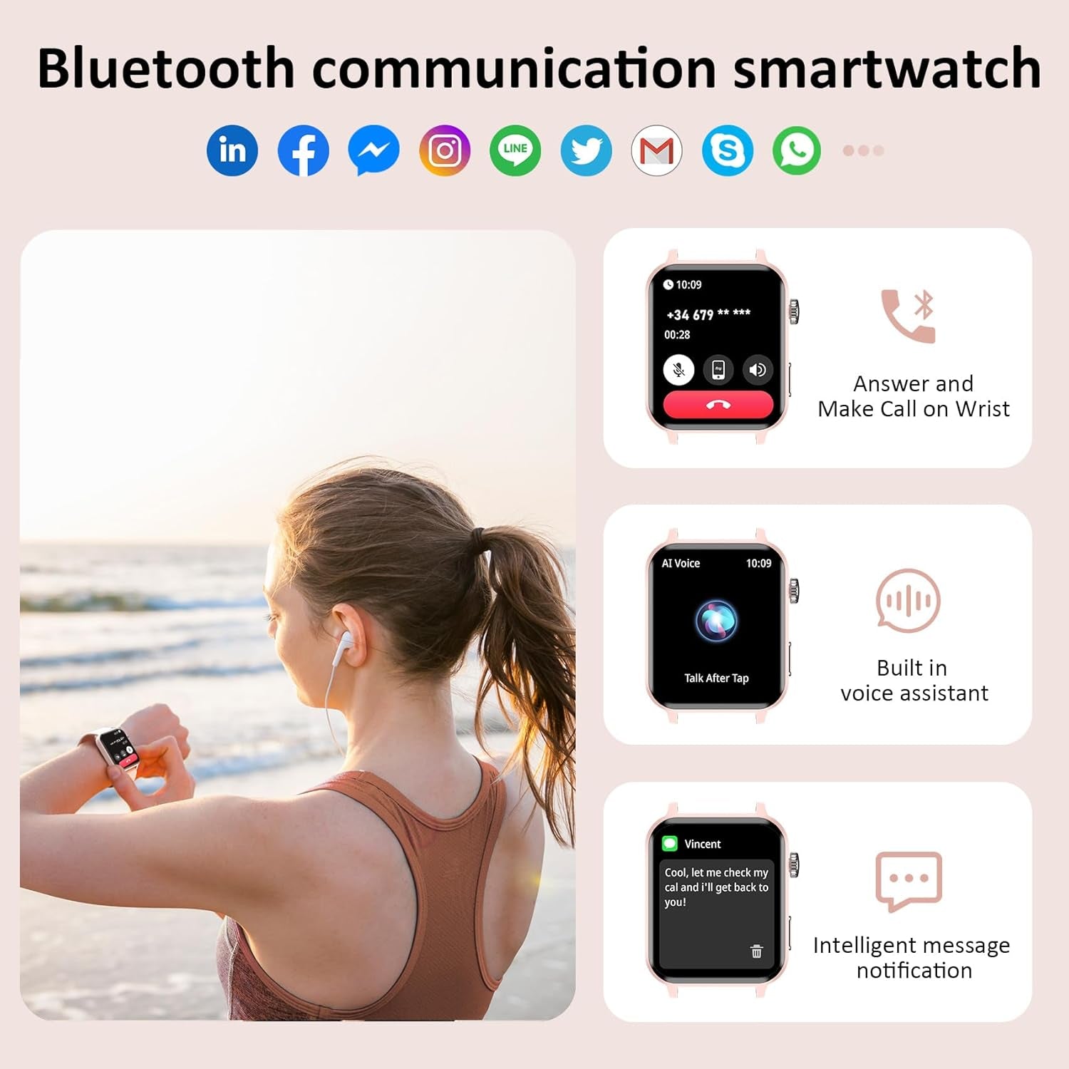 Smart Watches for Women(Make and Answer Calls),1.85''Hd Screen Fitness Tracker Watch,100+ Sport Modes,Spo2/Heart Rate/Sleep Monitor for Android Iphone
