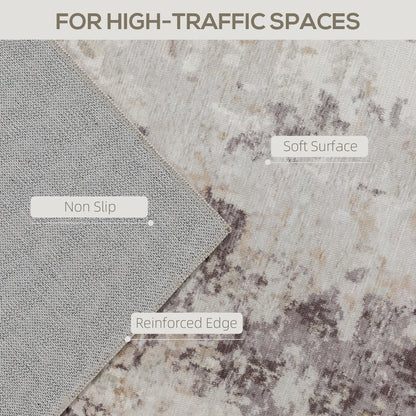 Achine Washable Area Rug 5x7, Non-Slip Modern Abstract Floor Carpet For Living Room, Bedroom, Dining Room, Mixed-Brown