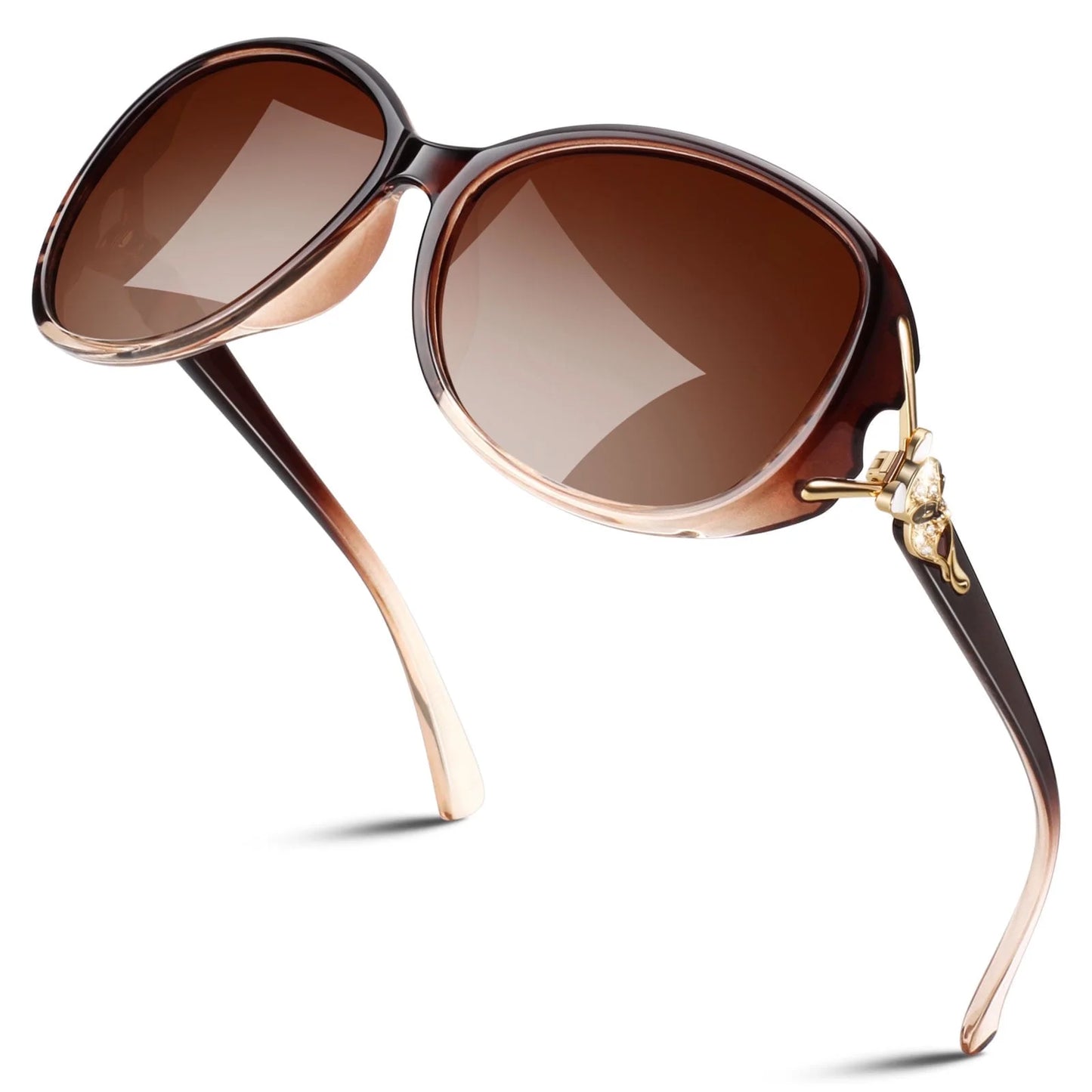 Retro Oversized Butterfly Polarized Gradient Brown Women Sunglasses Elegant Ladies Shades