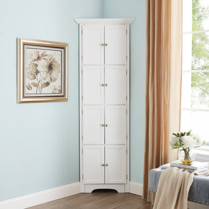 High Storage Cabinet With Door And 4 Shelves, Suitable For Living Room, Kitchen, Office, Bedroom, Bathroom, Modern Style, White