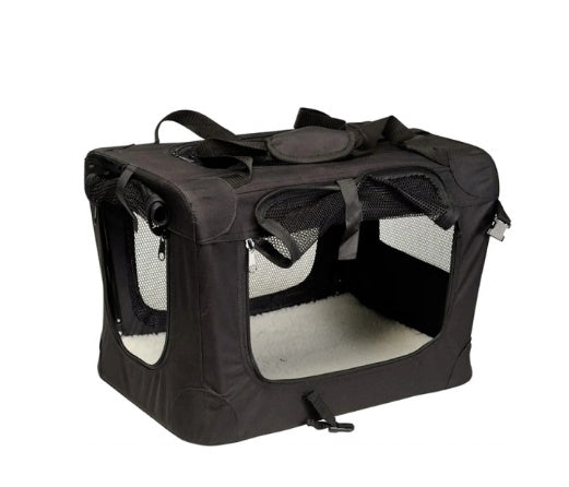 Foldable Dog Cage, Portable Travel Dog Cage With Three-door Mesh Windows--42IN.black